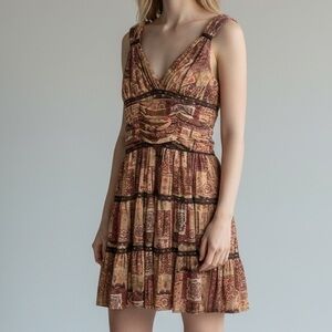 Vtg Lori Ann Sleeveless Dress • Colorful Tiered Lace Rouching •‎ Sz 8 Resortwear